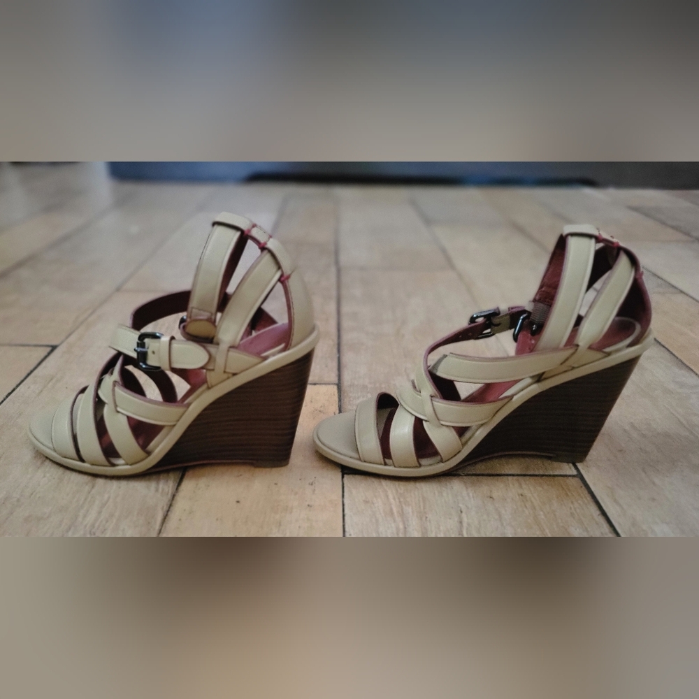 COACH Dawn leather anklet wedges BRAND NEW 5.5 - Picture 4 of 9